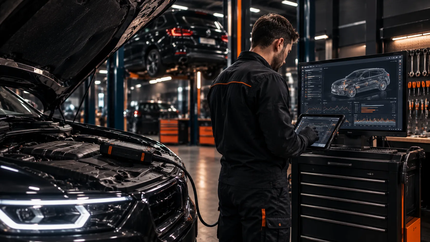 Atelier Garage Moderne — baie de diagnostic