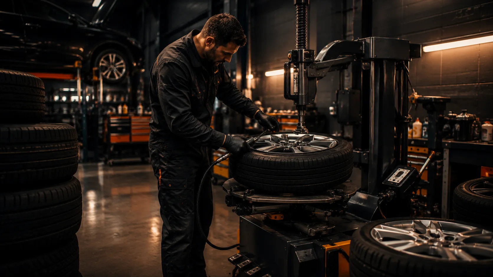 Atelier Garage Moderne — zone pneumatiques